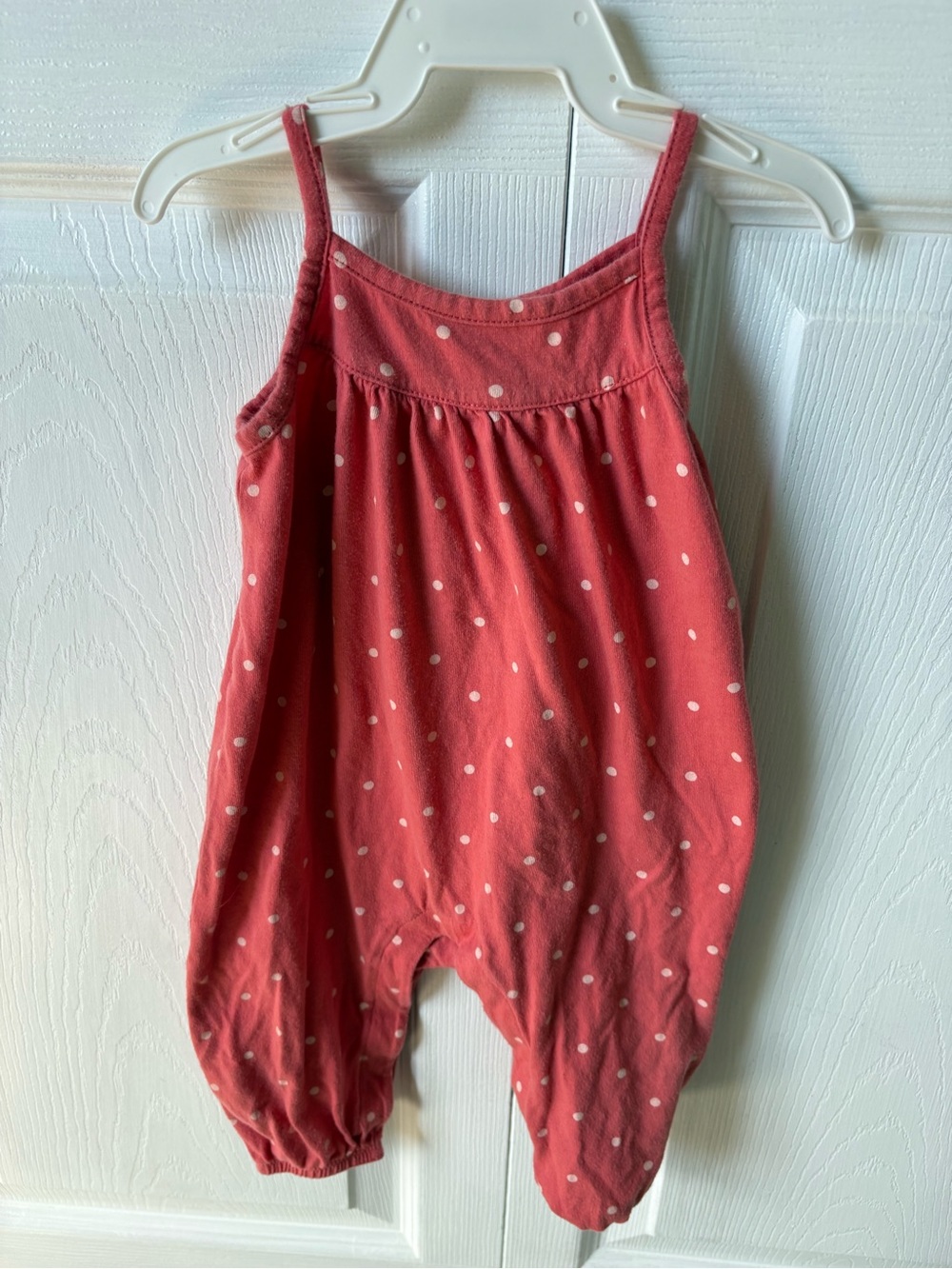 Old Navy Coral Polka Dot Baby Romper